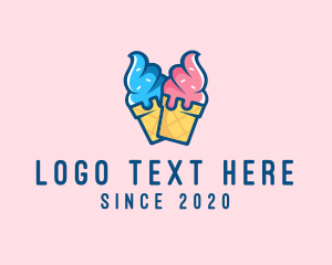 Ice - Pink Blue Ice Cream logo design