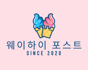 Pink Blue Ice Cream logo design