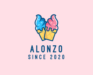 Pink Blue Ice Cream logo design