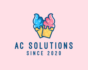 Pink Blue Ice Cream logo design