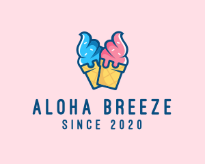 Pink Blue Ice Cream logo design