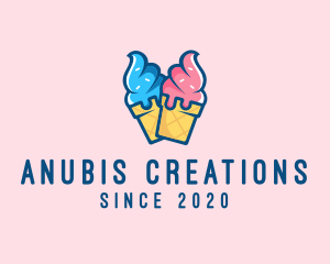 Pink Blue Ice Cream logo design