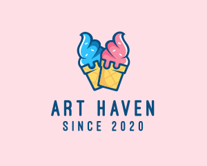 Pink Blue Ice Cream logo design