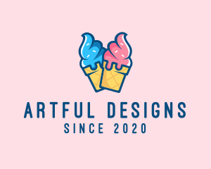 Pink Blue Ice Cream logo design