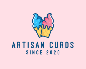 Pink Blue Ice Cream logo design