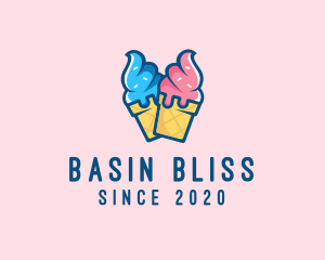 Pink Blue Ice Cream logo design