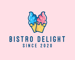 Pink Blue Ice Cream logo design