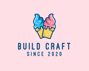 Pink Blue Ice Cream logo design