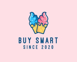 Pink Blue Ice Cream logo design