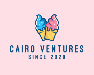 Pink Blue Ice Cream logo design