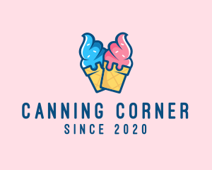 Pink Blue Ice Cream logo design