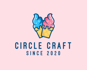 Pink Blue Ice Cream logo design