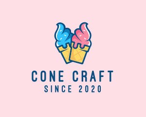 Pink Blue Ice Cream logo design