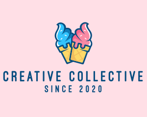 Pink Blue Ice Cream logo design