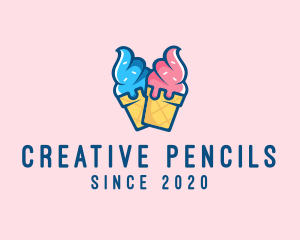 Pink Blue Ice Cream logo design