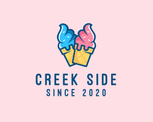 Pink Blue Ice Cream logo design