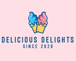 Pink Blue Ice Cream logo design