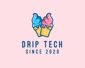 Pink Blue Ice Cream logo design