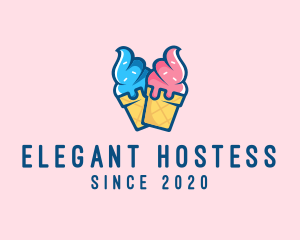 Pink Blue Ice Cream logo design