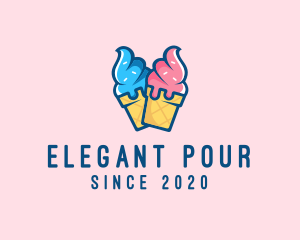 Pink Blue Ice Cream logo design