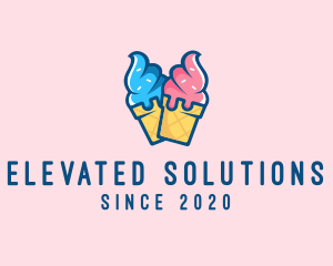 Pink Blue Ice Cream logo design