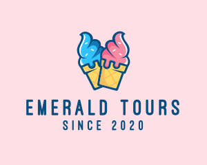 Pink Blue Ice Cream logo design