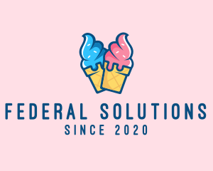 Pink Blue Ice Cream logo design