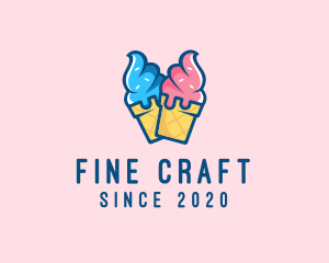 Pink Blue Ice Cream logo design