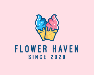 Pink Blue Ice Cream logo design