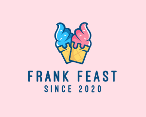 Pink Blue Ice Cream logo design