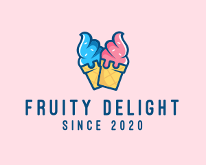 Pink Blue Ice Cream logo design