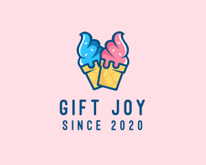 Pink Blue Ice Cream logo design