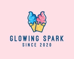 Pink Blue Ice Cream logo design