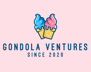 Pink Blue Ice Cream logo design