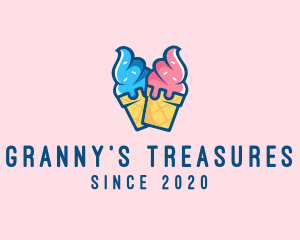 Pink Blue Ice Cream logo design