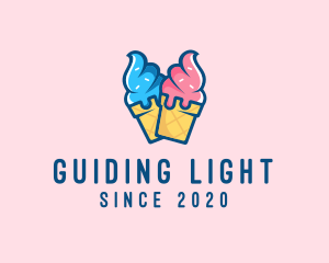 Pink Blue Ice Cream logo design