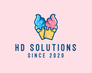 Pink Blue Ice Cream logo design