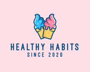 Pink Blue Ice Cream logo design