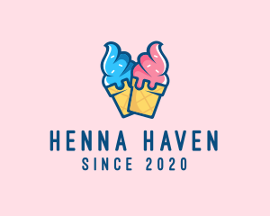 Pink Blue Ice Cream logo design