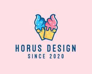 Pink Blue Ice Cream logo design