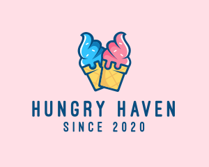 Pink Blue Ice Cream logo design