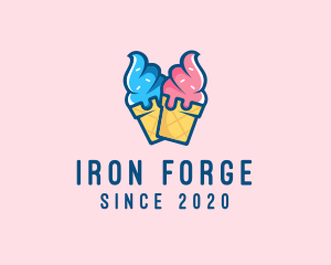 Pink Blue Ice Cream logo design