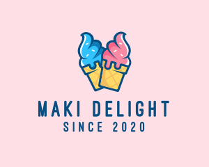 Pink Blue Ice Cream logo design