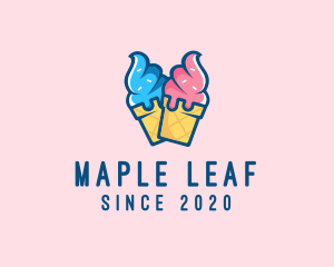 Pink Blue Ice Cream logo design