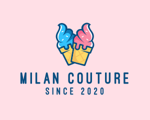 Pink Blue Ice Cream logo design