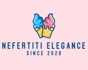 Pink Blue Ice Cream logo design