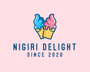 Pink Blue Ice Cream logo design