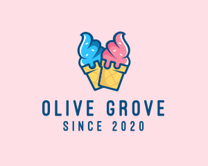 Pink Blue Ice Cream logo design