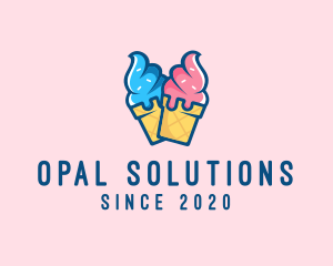 Pink Blue Ice Cream logo design