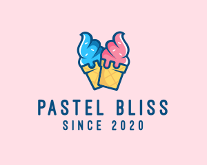 Pink Blue Ice Cream logo design